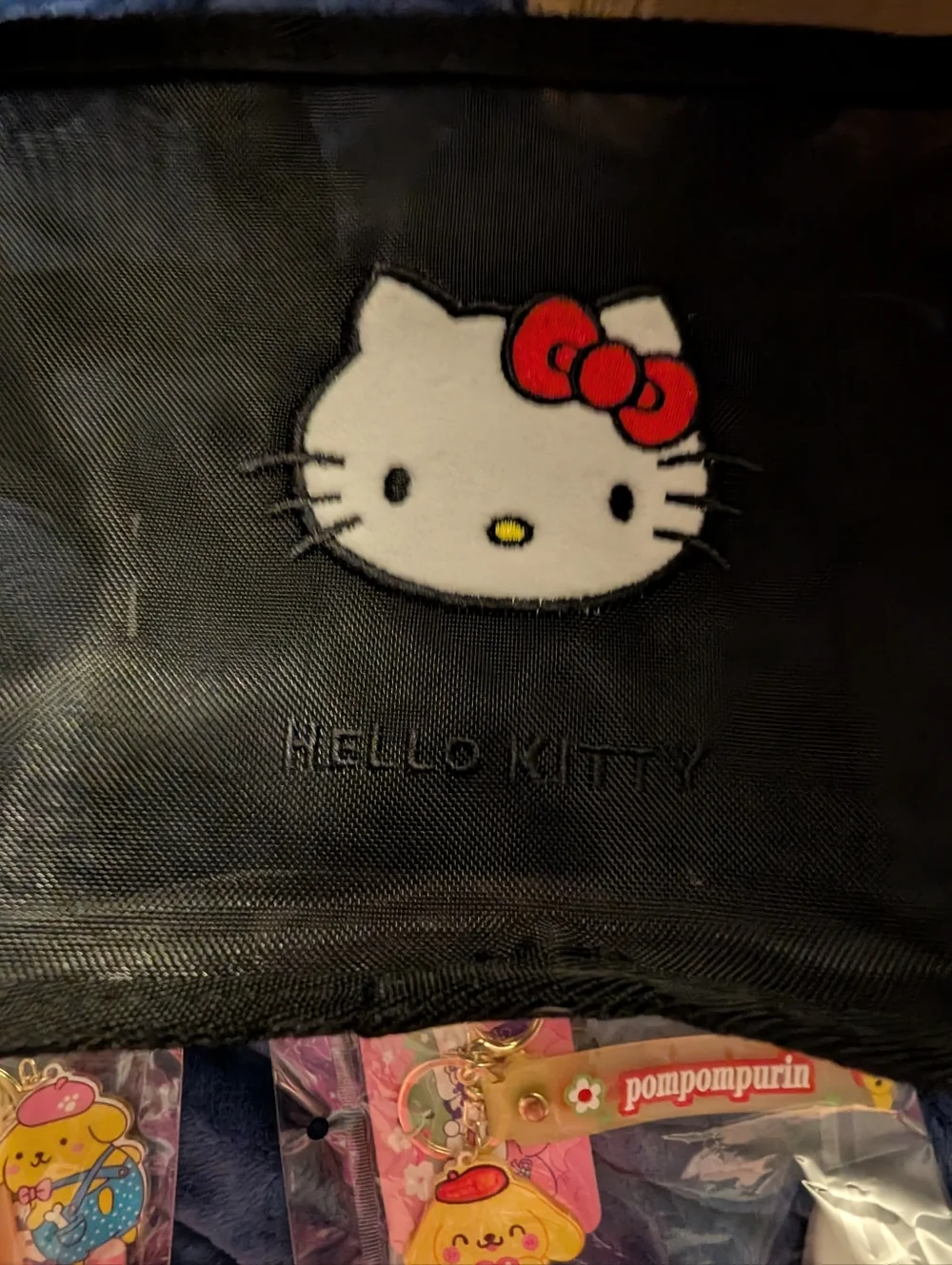 Hello Kitty Black Pouch with Red & Pink Character Accessories Bundle